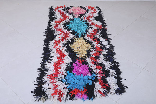 Moroccan berber shag rug – 2.6 x 6.2 ft | Vibrant multicolor diamond pattern
