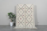 Handmade Moroccan Azilal Rug 4.8 x 8 Ft Cream with Colorful Diamond Pattern