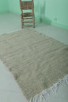 Moroccan Rug – Minimalist Beige with Fringe | 3.2 FT x 5.2 FT