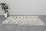 Handmade Moroccan Azilal Rug 4.8 x 8 Ft Cream with Colorful Diamond Pattern