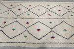 Handmade Moroccan Azilal Rug 4.8 x 8 Ft Cream with Colorful Diamond Pattern