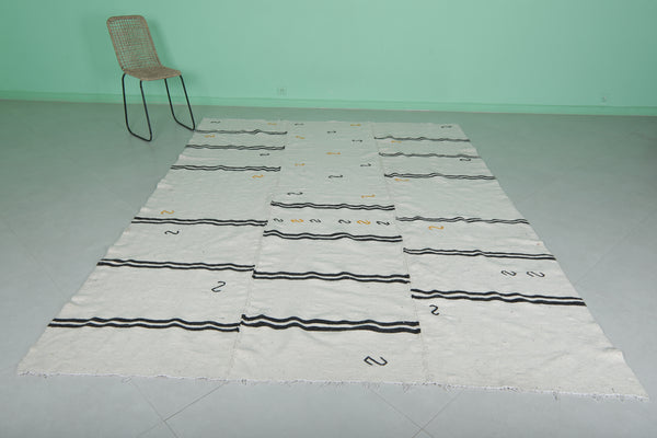 Moroccan Handwoven Kilim 7.3 FT x 9.8 FT – Traditional Wool Carpet