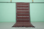 Vintage Handwoven Kilim Rug – 4.4 x 9.2 FT, Authentic Moroccan Geometric Patterns