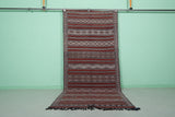 Vintage Handwoven Kilim Rug – 4.4 x 9.2 FT, Authentic Moroccan Geometric Patterns