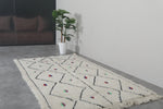 Handmade Moroccan Azilal Rug 4.8 x 8 Ft Cream with Colorful Diamond Pattern