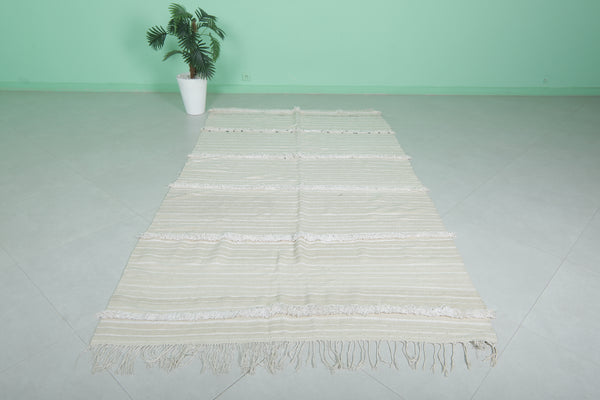 Elegant Moroccan wedding blanket rug 5 FT x 8.9 FT | Ivory striped design