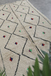 Handmade Moroccan Azilal Rug 4.8 x 8 Ft Cream with Colorful Diamond Pattern