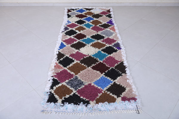 Moroccan berber shag rug – 3.1 x 8 ft | Colorful diamond patchwork