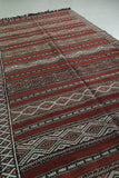 Vintage Handwoven Kilim Rug – 4.4 x 9.2 FT, Authentic Moroccan Geometric Patterns