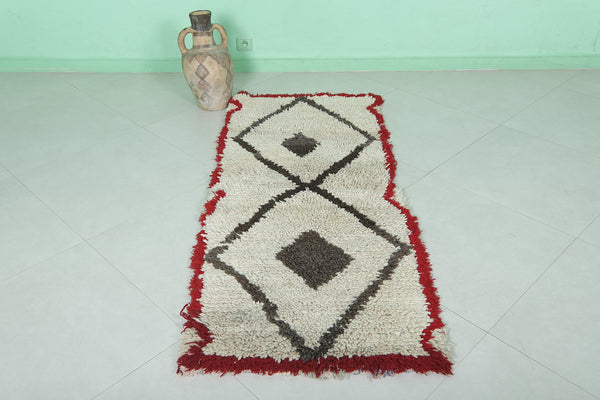 Handwoven Moroccan rug 2.2 x 5.6 FT | Berber geometric design carpet