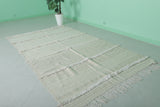 Elegant Moroccan Wedding Blanket Rug - 5 FT X 8.9 FT - Ivory Striped Design