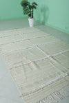 Elegant Moroccan Wedding Blanket Rug - 5 FT X 8.9 FT - Ivory Striped Design