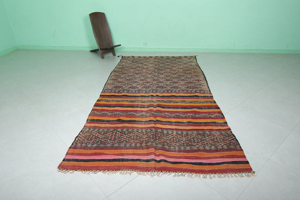 Handwoven kilim rug – 4.9 FT x 10 FT | Traditional Moroccan carpet
