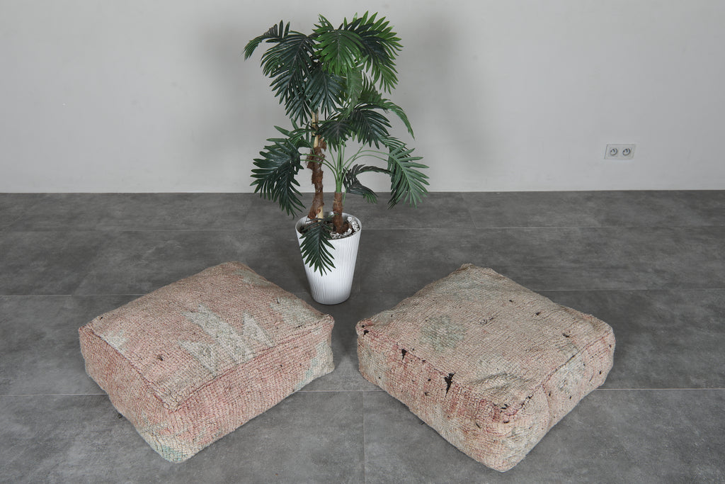 Vintag Moroccan pouf set – 24x24 Authentic berber floor cushions