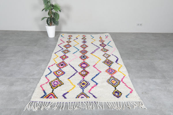 Geometric Moroccan rug 4.5 x 8.3 ft - Handmade wool art
