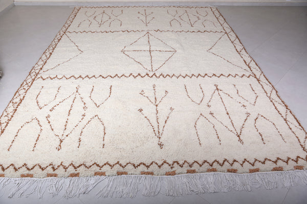 Custom cream Moroccan rug with brown patterns – Handcrafted elegance