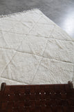 5 x 8 FT Moroccan Rug – Ivory with Subtle Diamond Pattern