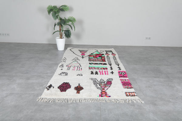 Handmade Moroccan rug 4.1 FT × 8.3 FT | Colorful geometric wool rug