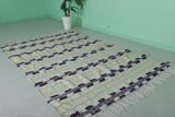 Authentic Moroccan Wedding Rug - 5.3 FT X 8.3 FT - Ivory with Blue & Red Embroidery