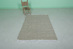 Moroccan Rug – Natural Beige Minimalist Design with Fringe | 3.5 FT x 5.1 FT