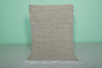 Moroccan Rug – Natural Beige Minimalist Design with Fringe | 3.5 FT x 5.1 FT