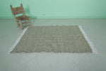 Moroccan Rug – Natural Beige Minimalist Design with Fringe | 3.5 FT x 5.1 FT