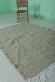 Moroccan Rug – Natural Beige Minimalist Design with Fringe | 3.5 FT x 5.1 FT