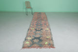 Moroccan Shaggy Runner Rug 2.8 x 11.6 FT | Handmade with Vibrant Accents