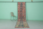 Moroccan Shaggy Runner Rug 2.8 x 11.6 FT | Handmade with Vibrant Accents