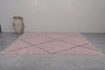 Light Pink Moroccan Rug with Custom Black Patterns – Handmade Elegance