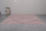 Light Pink Moroccan Rug with Custom Black Patterns – Handmade Elegance