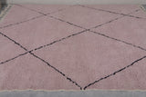 Light Pink Moroccan Rug with Custom Black Patterns – Handmade Elegance