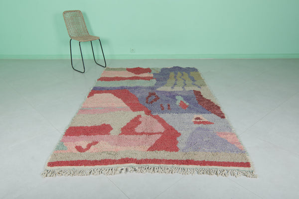 Vintage handmade Moroccan berber rug - 4.9 FT X 7.7 FT