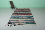 Colorful Moroccan Boucherouite Rug – 4.9 x 8.1 FT | Handmade Striped Berber Carpet