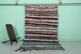 Colorful Moroccan Boucherouite Rug – 4.9 x 8.1 FT | Handmade Striped Berber Carpet