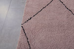 Light Pink Moroccan Rug with Custom Black Patterns – Handmade Elegance