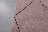 Light Pink Moroccan Rug with Custom Black Patterns – Handmade Elegance