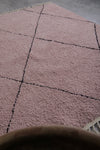 Light Pink Moroccan Rug with Custom Black Patterns – Handmade Elegance