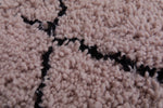 Light Pink Moroccan Rug with Custom Black Patterns – Handmade Elegance