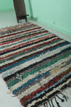 Colorful Moroccan Boucherouite Rug – 4.9 x 8.1 FT | Handmade Striped Berber Carpet