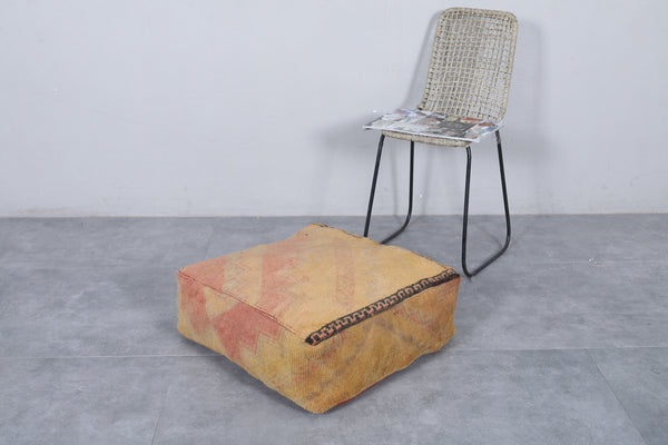 Moroccan Vintage Ottoman Pouf | Handwoven with Tribal Geometric Patterns