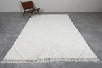 6.4 x 9.4 FT Moroccan Rug - Minimalist Ivory Diamond Pattern Berber Carpet