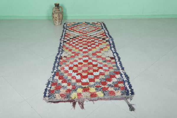Colorful Moroccan boucherouite azilal runner rug – 2.1 x 8.1 FT | Handmade bohemian carpet