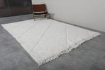 6.4 x 9.4 FT Moroccan Rug - Minimalist Ivory Diamond Pattern Berber Carpet