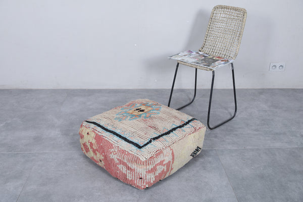 Moroccan vintage ottoman pouf | Handwoven with tribal geometric patterns