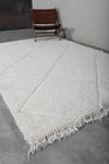 6.4 x 9.4 FT Moroccan Rug - Minimalist Ivory Diamond Pattern Berber Carpet