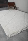 6.4 x 9.4 FT Moroccan Rug - Minimalist Ivory Diamond Pattern Berber Carpet