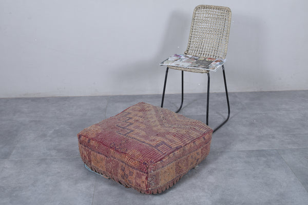 Moroccan Vintage Ottoman Pouf | Handwoven with Geometric Tribal Motifs