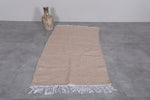 Moroccan Kilim Rug – Natural Beige Runner with Fringe | 3 FT x 6 FT