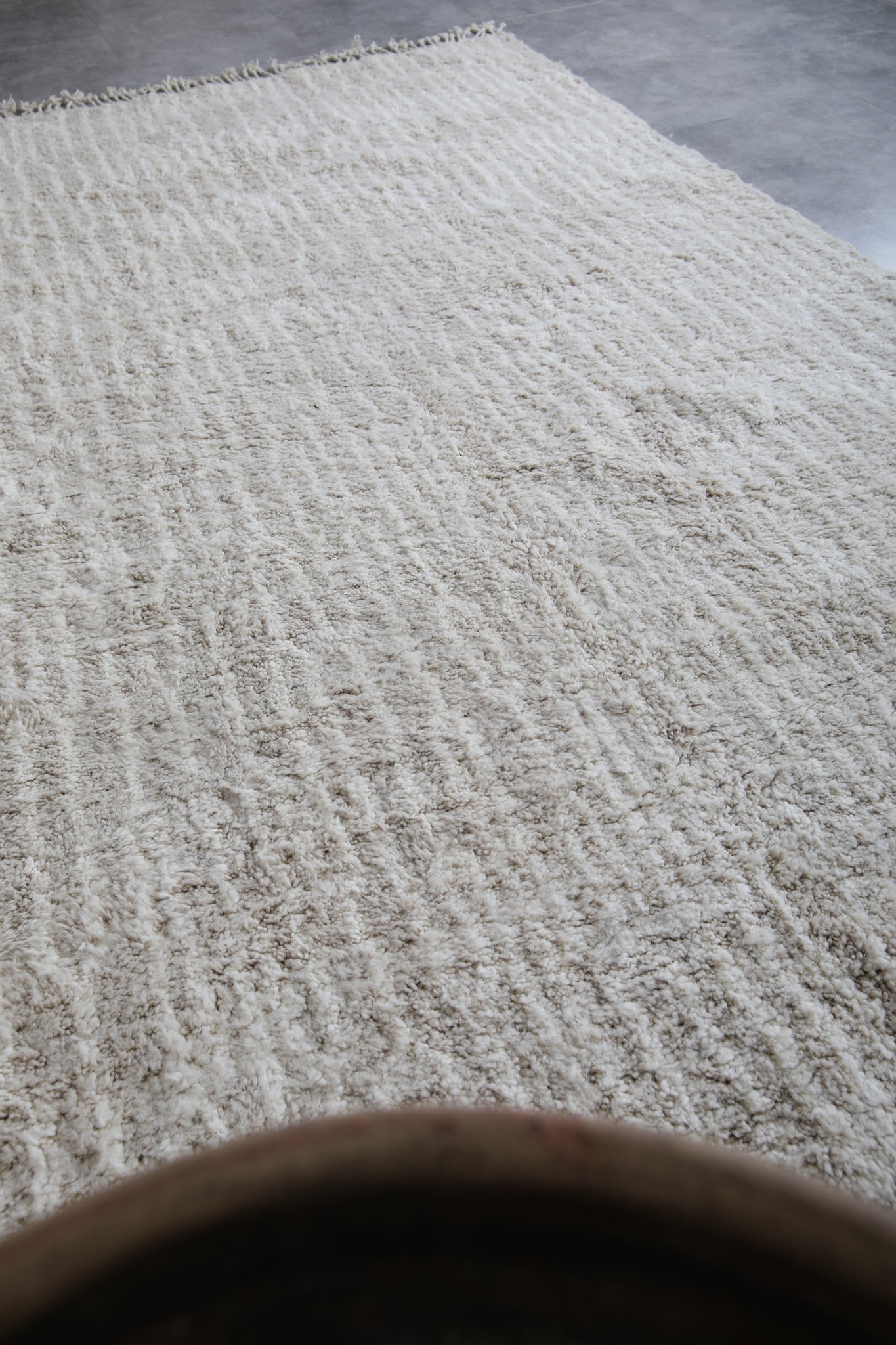 Custom Beige Moroccan Rug – White Striped Design – Beni ourain rug